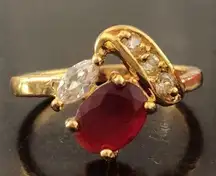 New 14K Yellow Gold plated Ruby CZ Ring size 7 1/2