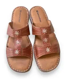 Naturalizer Leather Slip On Sandals Brown Size 7.5