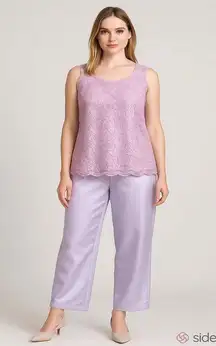 Adrianna Papell Purple Sequin Tank Top and Pants Set - Size 10