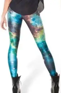 NWOT Blackmilk Green Blue Teal Galaxy Star Leggings