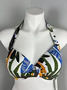 Calvin Klein Multi-Color Tropical Print Halter Underwire Bikini Top Medium