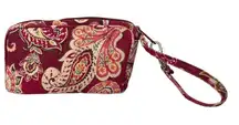Vera Bradley 2005 "Piccadilly Plum" Wristlet Cosmetic Lipstick Bag Pink Paisley