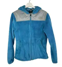 The North Face Size M Jacket Osito Hoodie Full Zip Fuzzy Blue Grey Women’s