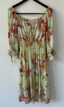 Anthropologie Fig and Flower Women's Boho Floral Print Tiered Maxi Dress Sz S