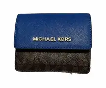 michael kors keychain wallet Blue And Brown Logo Design‎ Leather