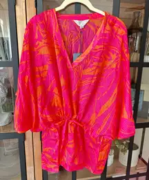 ZOA silk coverup tunic swimsuit beach colorful adjustable kimono dress floral