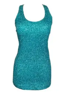 Lululemon Racerback Tank Teal with Yoga Spellout Print Size 8