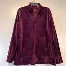 Cuddl Duds Women's Rich Purple Teddy Jacket Double Plush Velour Size XL