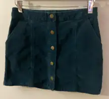 Altar’d State Dark Teal Corduroy Mini Skirt S Boho Fall Preppy Classic Academia