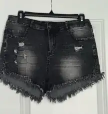 Black Faded Ripped Shorts