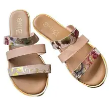 Rouge Helium metallic floral slip on sandals