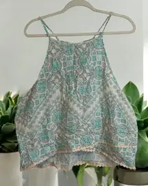 Guess XL Hamina Milk Multi Floral Print Sleeveless Tank Top Blouse‎ Bohemian NWT