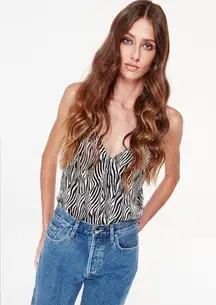 Cami NYC Olivia Silk Cami Top in Black and White Zebra Print Size XS