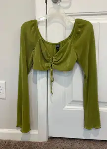 Green cropped long sleeve going out top