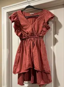 Burnt Orange Ruffle Dress