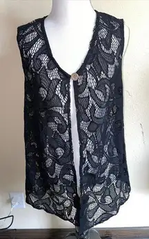 ANTHONY‎ Originals WOMENS BLACK LACE KnItted Sleeveless Cardigan SIZE XS