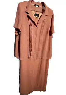 Connected Apparel Short Sleeve Shift Dress and Jacket Set Pink Coral 2 Pcs /20W