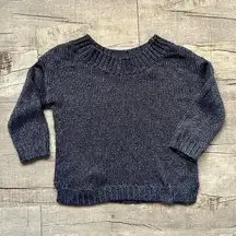 Gap Navy Half Sleeve Crew Neck Knit Cropped Basic Boho Collared Sweater XS