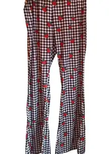 Shein Curve 1XL Gingham & Strawberry Print Wide-Leg Pants For Women