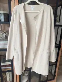 J.Crew Juliette collarless sweater blazer cardigan open coat cotton oatmeal sand