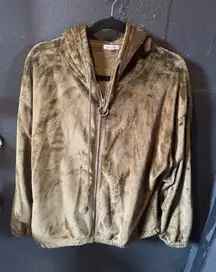 Women’s I Believe Brown Fuzzy Zip-Up Hoodie