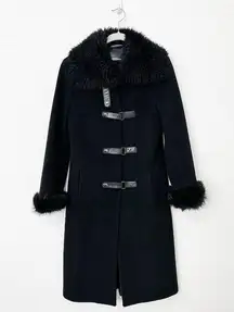 [Mackage] Wool Cashmere Blend Black Fur Trim Winter Duffle Coat Size Small S