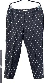 Talbots Womans Pants Size 14W Swan Print Elastic Waist Silky Feel‎ Career Casual