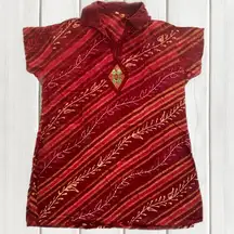 Women’s Embroidered Cotton Tunic Wine Red Size M