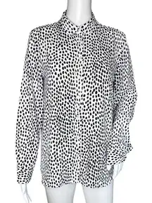 J Crew Shirt Womens Small Navy White Oncilla Print‎ Button Up Work Casual Preppy