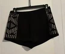 Black and Gold Studded Women's Shorts