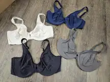 Lilyette Bali 0904 MINIMIZER BRAS Underwire Smoothing 38D Lot of 4 Black Navy