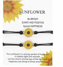 2pcs/set Charm Bracelet Sunflower Friendship Couples Bracelets