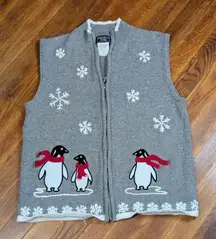Southern Lady Sweater Vest Women Sz S Christmas / Winter Penguin embroidered