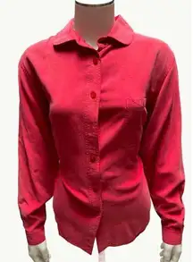Coldwater Creek Womens Red Silk Button Up Shirt Size PM