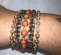 Multi Strand Stone‎ and Chain Beaded Bracelet