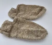 Wool Knit Beige Taupe Slipper Socks