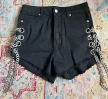 Akira RUMORS CHAIN DETAIL HIGH RISE DENIM SHORT