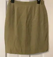 Vintage ‘60s 100% Silk Green Tan‎ Pencil Midi Skirt Size 10 EUC Italian Style