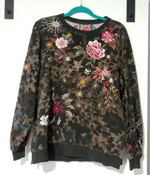 Johnny Was Celestin Floral Embroidery Crewneck Sweatshirt