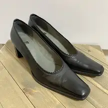 Stuart Weitzman Heels Womens Sz 9.5 AA Black Leather Block Heel Pumps Y2K