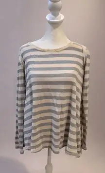 Rewind Women's Gray Striped Long Sleeve Button-Up Top Size M