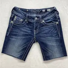 Miss Me Jeans Womens Size 25 cutoff jorts/shorts Bermuda Embellished flap Pocket