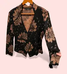 Cute Nic + Zoe deep v micro-button whimsigoth floral wrap style sweater