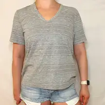 NWT Splendid Kate Heather Grey Striped Short Sleeve V-Neck Tee - XS