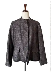 Coldwater Creek Shaped Metallic Jacquard Jacket Career Blazer Plus Sz 14 Petite