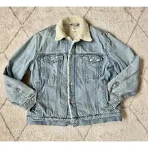 Aritzia Sunday Best Denim Sherpa Lined Trucker Jacket Sz Medium