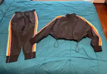 Womens Fabletics rainbow tracksuit set L
