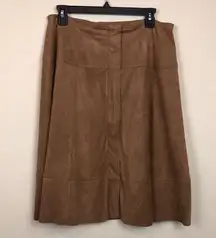 Soft Surroundings Women’s Faux Suede Snap Button Front Brown A-Line Skirt