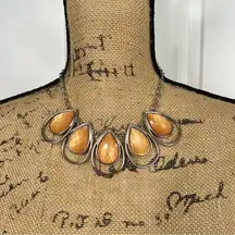 Plunder Light Orange Faux Stone Silver Statement Necklace