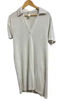 H&M women's white short sleeve knit collared polo v neck mini dress‎ size Small